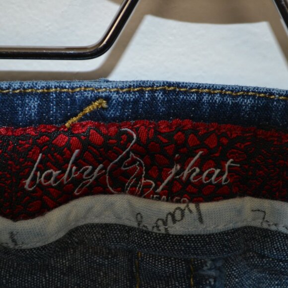 Baby Phat Vintage 2000s Gold Embroidered Pockets Flare Leg Casual Womens 5 - Picture 8 of 9